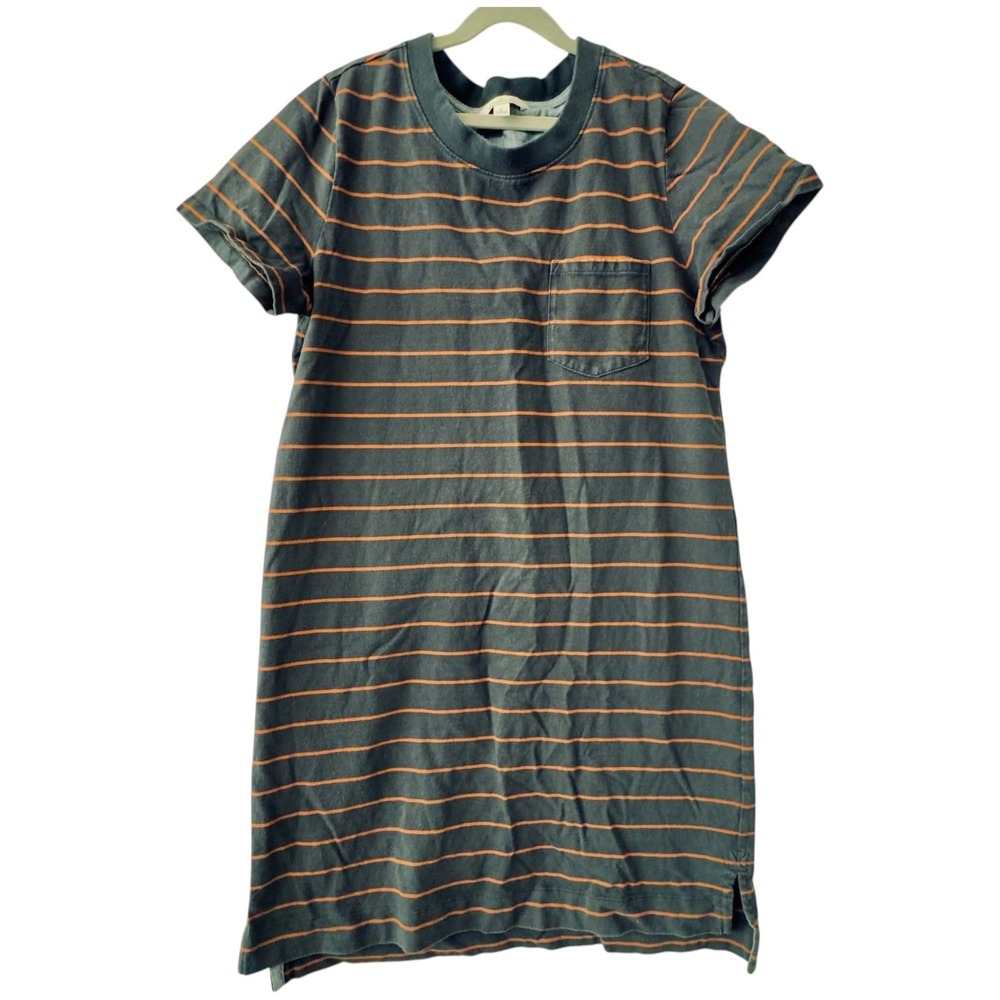 L.L.Bean Signature Sz Small Striped T-Shirt Dress New England Preppy Fall Cotton